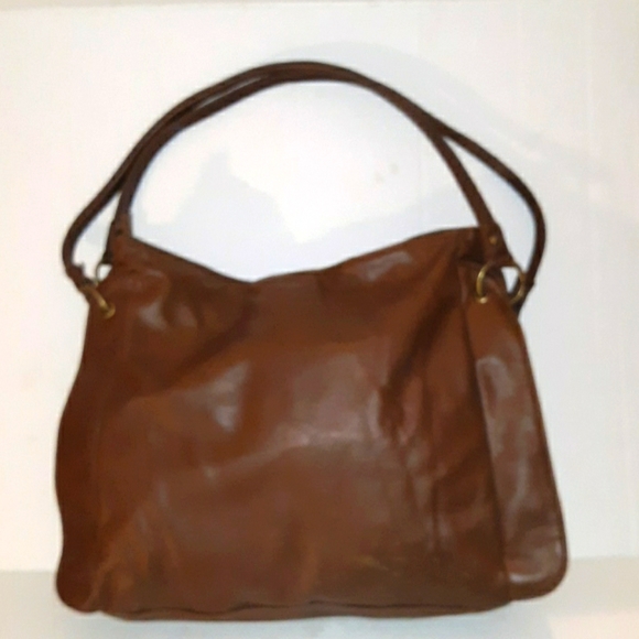 L@@K! Fabulous Vintage CHARLOTTE RUSSE Med. Brown Dbl Zip Pocket Satchel Bag 80s - Picture 7 of 16